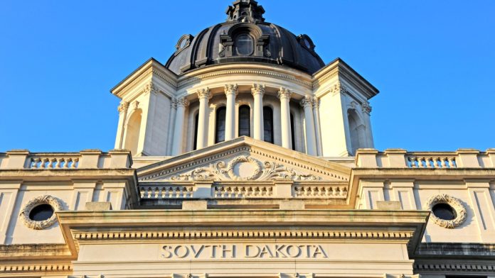 South Dakota capitol as a state senate committee passes an online sports betting bill.