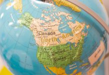 North America on a globe as Sportradar shares integrity data for the region.