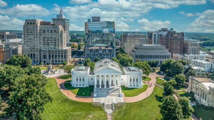 Virginia-Senate-approves-legal-online-casino-at-second-attempt Aerial view of capitol square in Richmond, Virginia