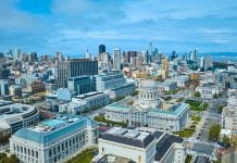 California cardrooms sue to block new table games rules Aerial view of San Francisco government and court buildings
