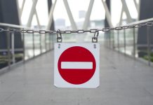A 'no entry' sign blocking off a walkway