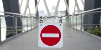 A 'no entry' sign blocking off a walkway