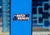 The trademarked March Madness phrase and logo on a phone screen