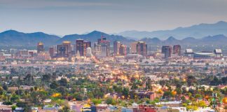 A distant view of downtown Phoenix, Arizona