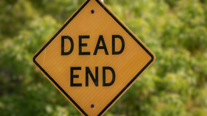 A dead end sign as a group of gaming bills die in the Mississippi legislature.