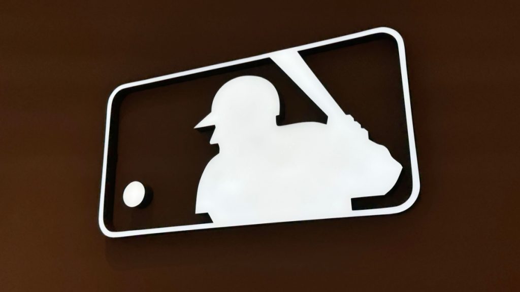 MLB logo as the league's union secures a licensing deal with Caesars Entertainment.