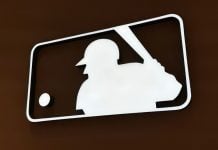 MLB logo as the league's union secures a licensing deal with Caesars Entertainment.