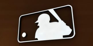 MLB logo as the league's union secures a licensing deal with Caesars Entertainment.
