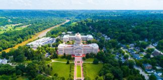Aerial view of theKentucky State Capitol in Frankfort