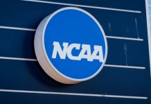 NCAA logo as the organization makes a request in its suit against DraftKings.