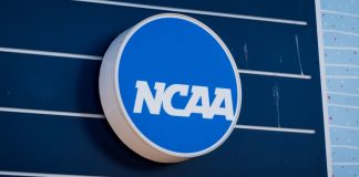 NCAA logo as the organization makes a request in its suit against DraftKings.