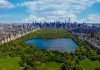 View of New York skyline and Central Park from the sky