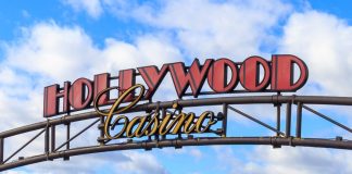 A sign for one of PENN Entertainment's Hollywood Casino locations