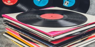 A stack of vinyl records