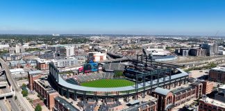 Denver, Colorado, with the Coors Field ballpark in the foreground