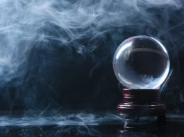crystal ball in smoke