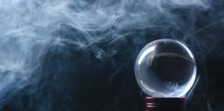 crystal ball in smoke