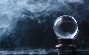 crystal ball in smoke