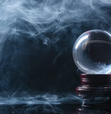 crystal ball in smoke