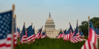 Bipartisan Congressional bill would mandate federal study on gambling disorders The US Capitol building with US flags in the foreground