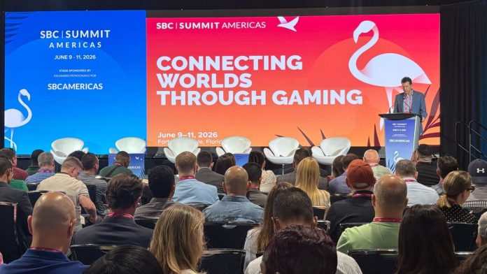 SBC Americas Editor Adam Candee speaking at SBC Summit Americas
