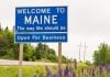 Maine welcome sign as Caesars prepares to offer online casino gaming in the state.