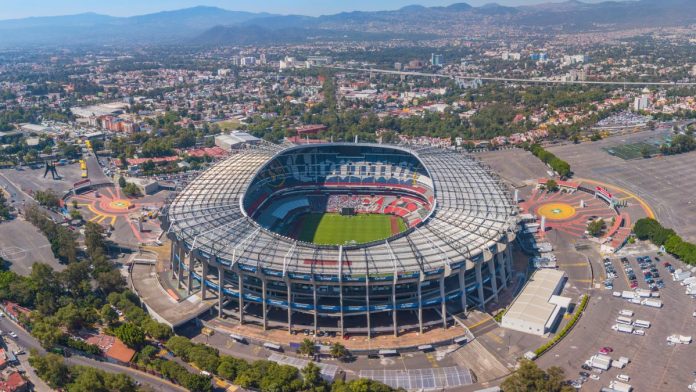 Polymarket-teams-up-with-Genius-Sports-on-Liga-MX-partnership Aerial view of Estadio Azteca in Mexico City
