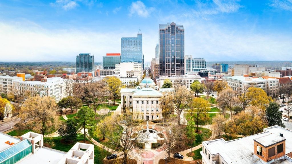A wide-angle shot of Raleigh, North Carolina