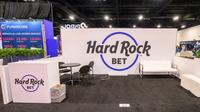 A Hard Rock Bet booth at SBC Summit Americas