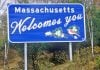Welcome to Massachusetts sign as Aristocrat enters the state's iLottery market.