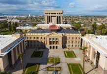 Arizona Gov. Hobbs bans insider trading on prediction markets Arizona State Capitol, State Senate and House of Representatives building in Phoenix
