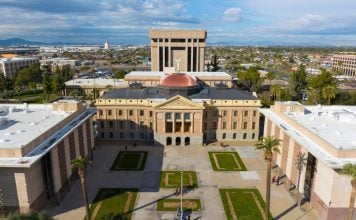 Arizona Gov. Hobbs bans insider trading on prediction markets Arizona State Capitol, State Senate and House of Representatives building in Phoenix