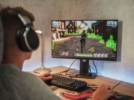 A person playing a video game