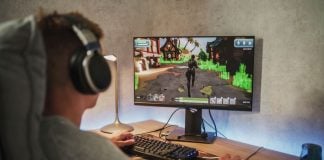 A person playing a video game