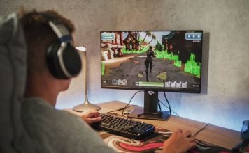 A person playing a video game