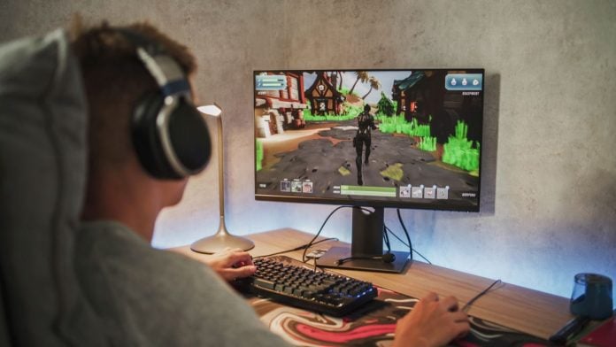 A person playing a video game