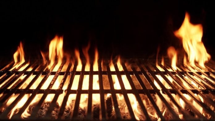 Grill with flames rising Grill with flames rising