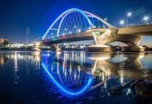 Minnesota bridge by night