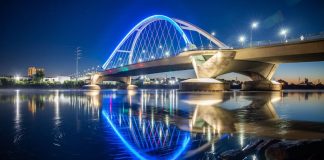 Minnesota bridge by night