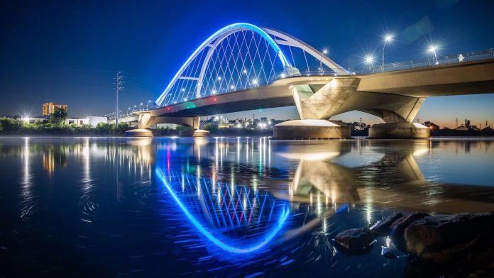 Minnesota bridge by night
