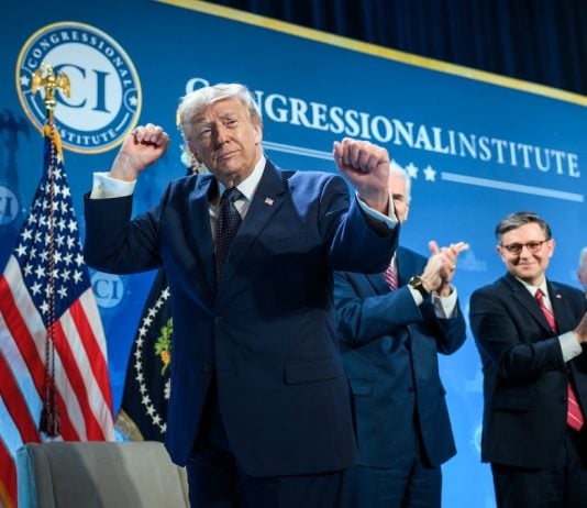 Senators urge sports, casino prediction markets ban in CLARITY Act bill U.S. President Donald Trump dances on stage