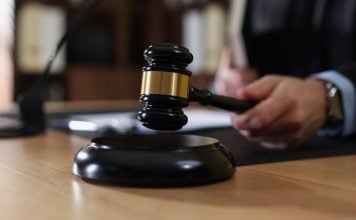 A judge banging a gavel