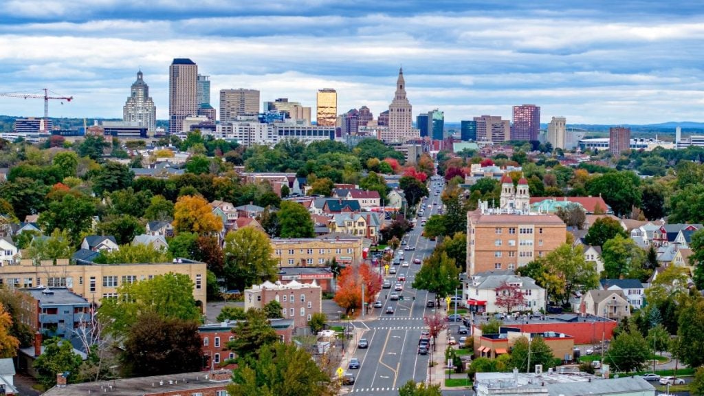 The state capital of Hartford, CT