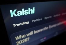 Kalshi website on black background