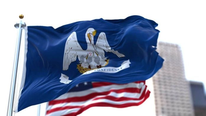 Kalshi-pre-emptively-sues-Louisiana-noting-states-new-illegal-gambling-laws-1 The state flag of Louisiana and the U.S. flag