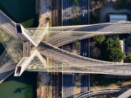 Sao Paulo Brazil bridge drone view