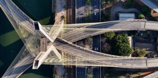 Sao Paulo Brazil bridge drone view