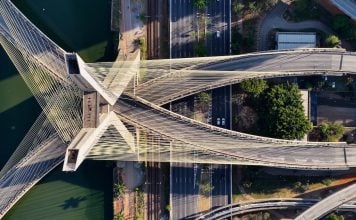 Sao Paulo Brazil bridge drone view