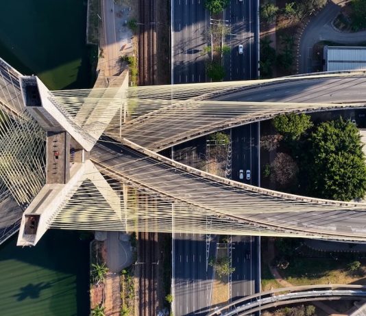 Sao Paulo Brazil bridge drone view
