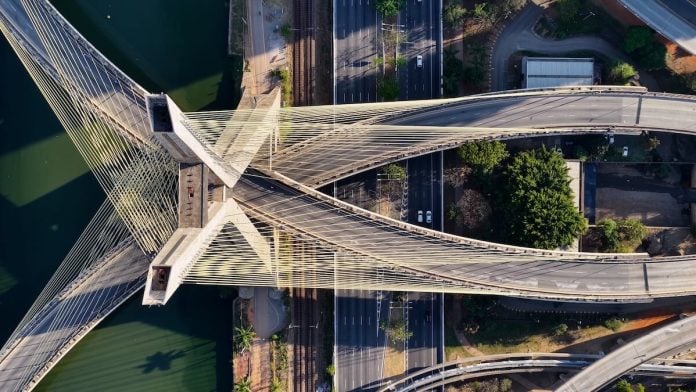 Sao Paulo Brazil bridge drone view